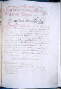 Archivio storico della diocesi di  Otranto, Visite pastorali, mons. Lucio de Morra, 12 dicembre 1607, c. 117.