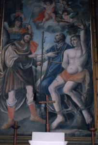 Cappella dei SS. Rocco e Sebastiano, in via Fazzi - Particolare della tela situata sull'altare